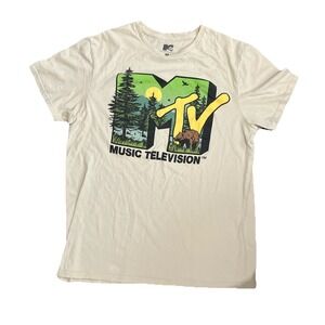 MTV Brown‎ Bear T-Shirt Mens Medium Music Television Rock N Roll Mountains